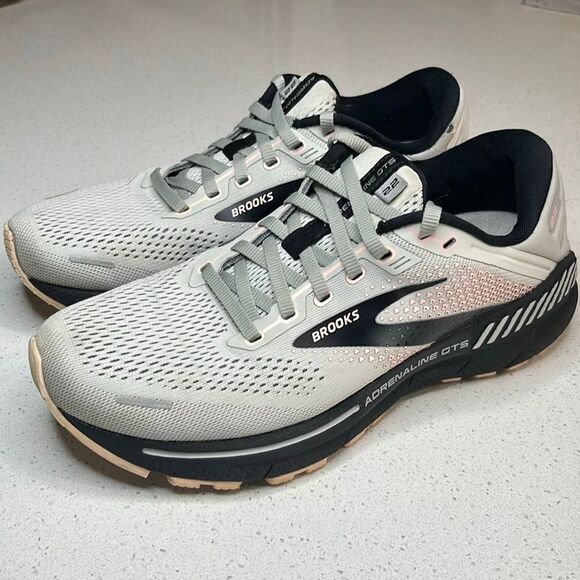 Brooks Shoes - Brooks Adrenaline GTS 22 Womens 9 B Gray Rose Black Running Shoes 1203531B035